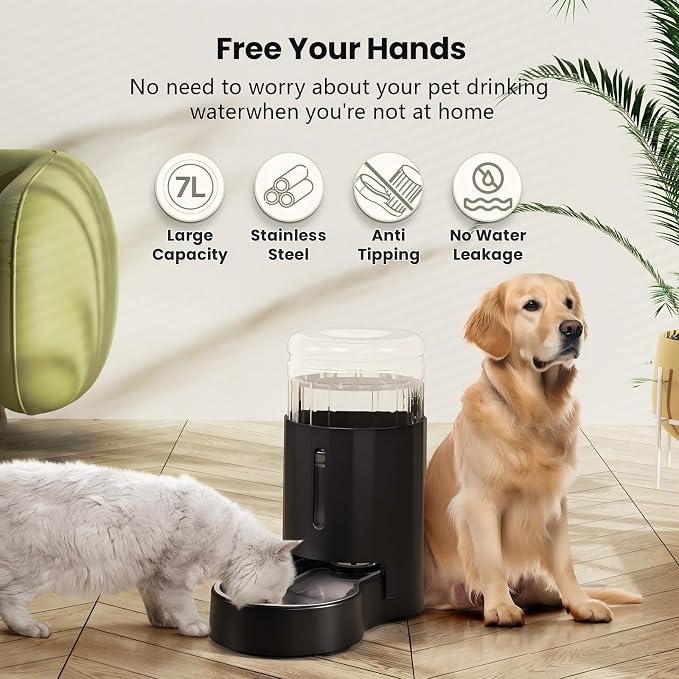 CZPET Dog Water Bowl Dispenser, 7L Automatic Dog and Cat Water Dispenser - Image 2