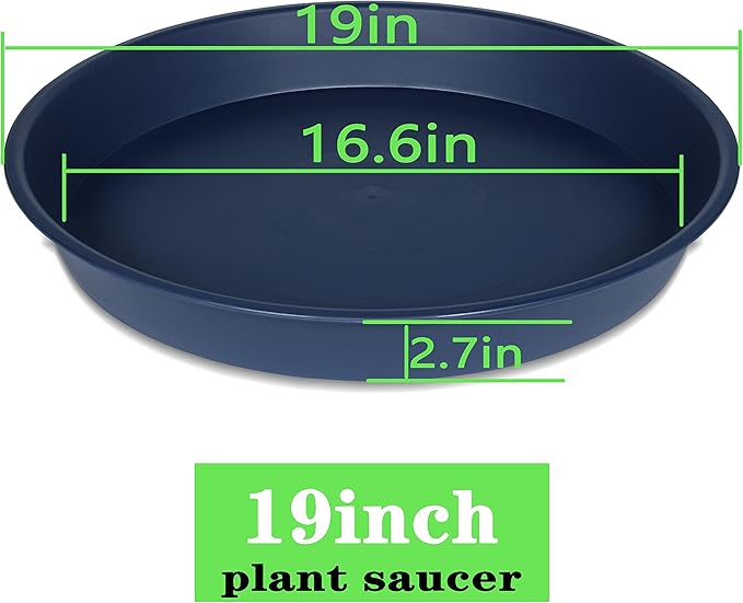 2 Pack of 18 19 inch Plant Saucer Drip Tray, Heavy Duty Deep Plant Saucers - Image 2