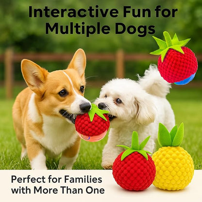 2Pcs Dog Ball Covers – Plush Tomato & Pineapple Sleeves - Image 2