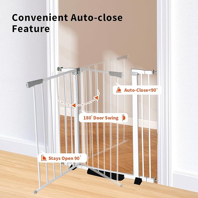 41" Tall Safety Pet Gate, Adjustable 29.92"-57.48" Wide, No Drilling Pressure - Image 3