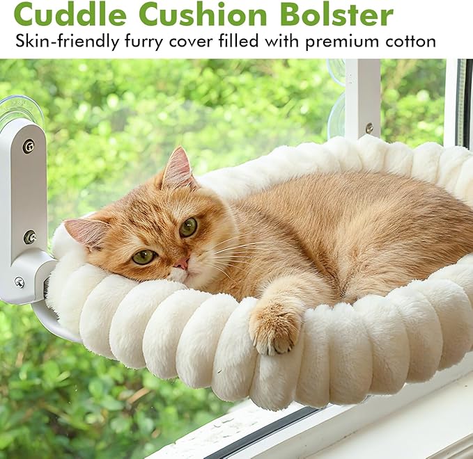 Cat Window Perch with Bolster, Cordless Foldable Cat Window Hammock with Strong - Image 2
