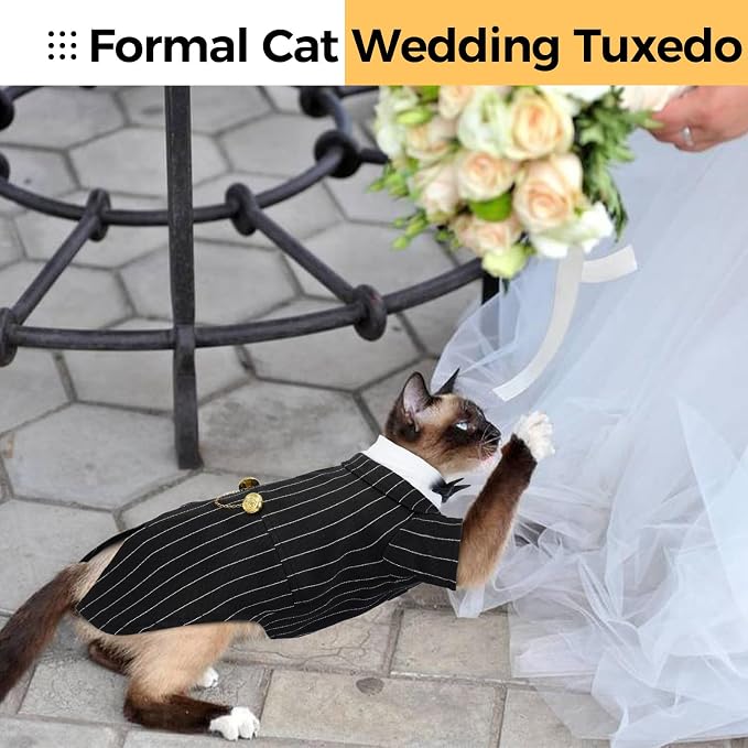 DENTRUN Cat Tuxedo Outfit, Sphynx Cat Costume Formal Suit - Image 6