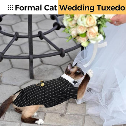 DENTRUN Cat Tuxedo Outfit, Sphynx Cat Costume Formal Suit - Image 6