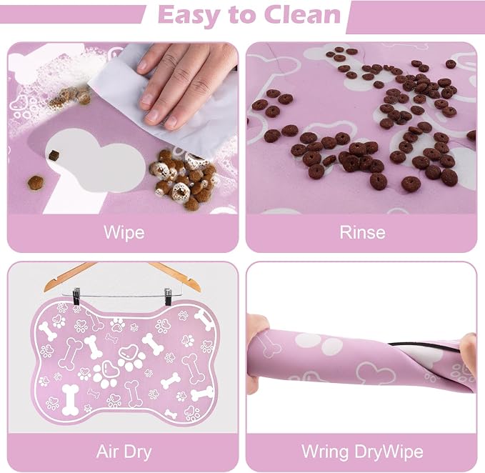 Dog Cat Mat for Food and Water, Rapid Absorbent Pet Feeding Mat, Bone Shaped - Image 5