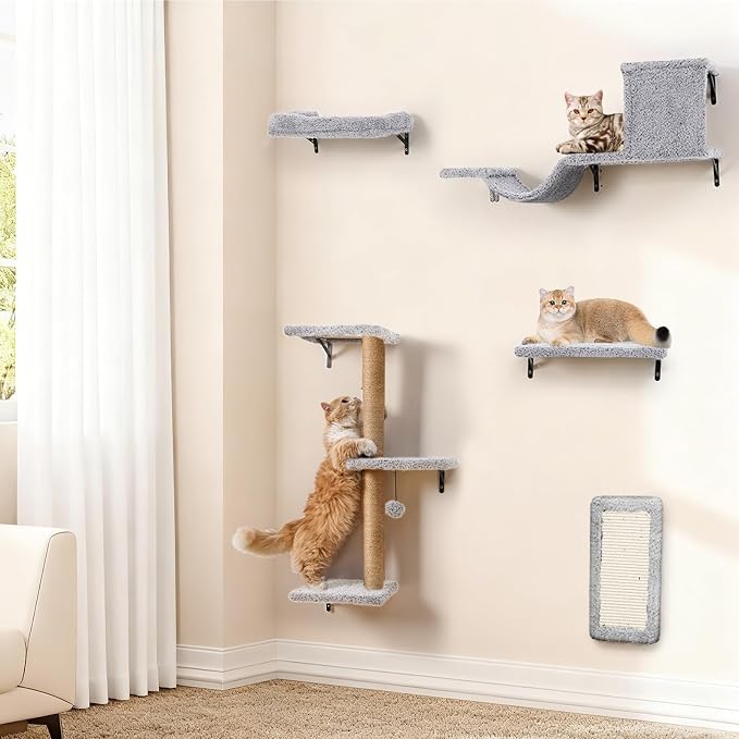 5-in-1 Cat Wall Shelves, Perch & Lounge - Image 7