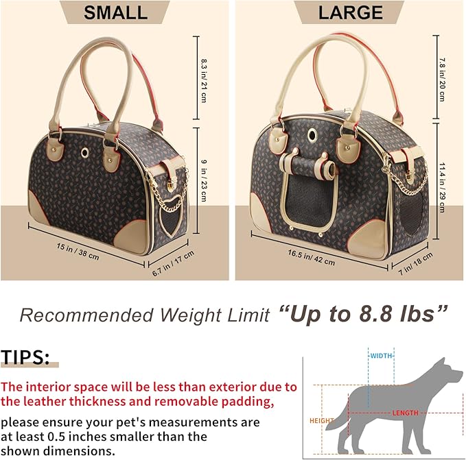 Fashion Dog Carrier PU Leather Dog Handbag Dog Purse Cat Tote Bag Pet Cat Dog - Image 2