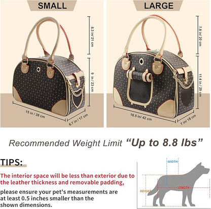 Fashion Dog Carrier PU Leather Dog Handbag Dog Purse Cat Tote Bag Pet Cat Dog - Image 2