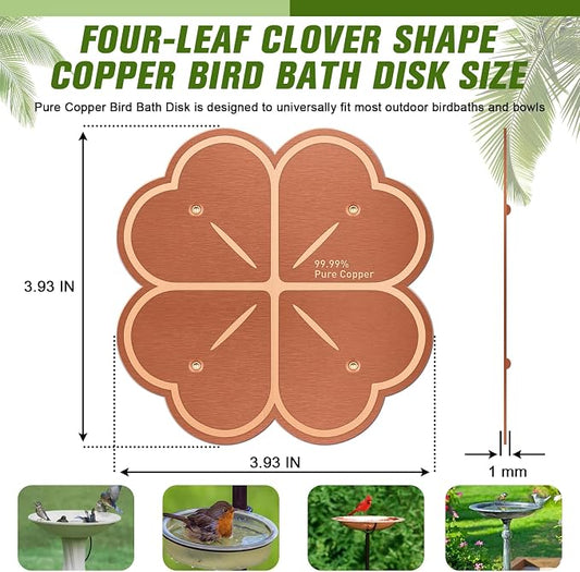 Bird Bath Copper Disk, Four-Point Support Design 99.99% Pure Copper Cleaning - Image 2