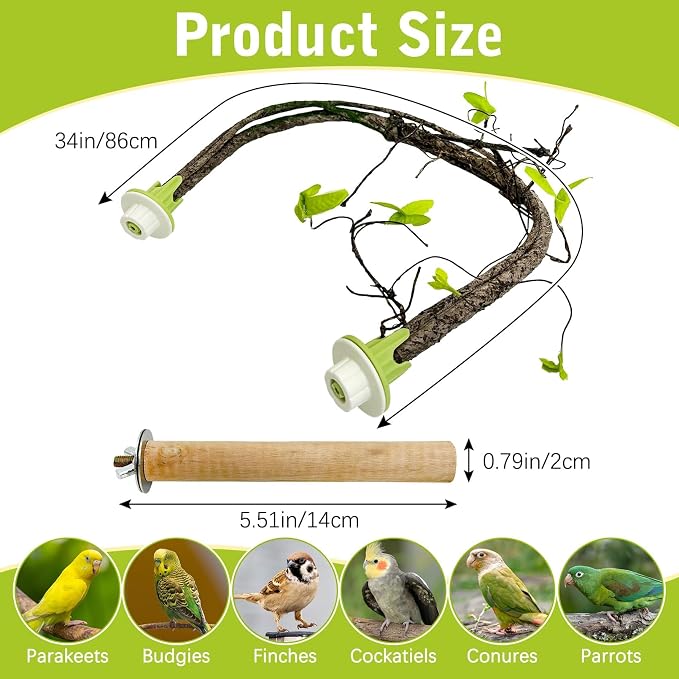 PINVNBY 2 PCS Bendable Bird Perches Simulation Branch Parrot Perch Stand - Image 2