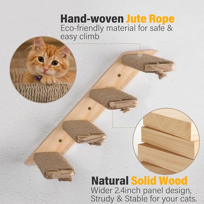 4 Steps Cat Wall Shelves Cat Wall Stairs - Image 5