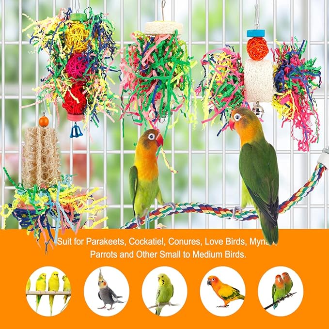 Foraging Toys Parakeet Chewing Hanging Toy Shredded Paper Bird Cage Accessories - Image 5