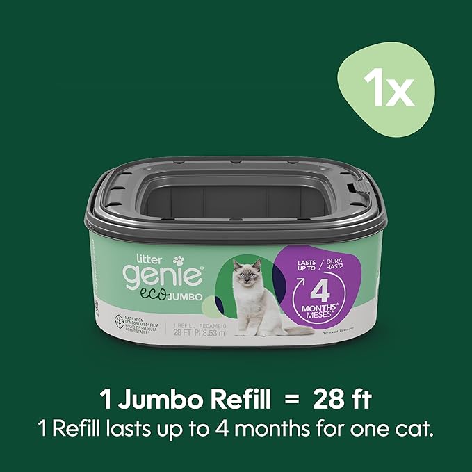 Litter Genie Eco Refills | Compostable Cat Litter Bags Jumbo 2-pack | Up to 4 - Image 2