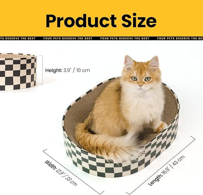 Cat Scratcher Cardboard, 2-in-1 Oval Scratching Pad & Lounge Bed, High-Density - Image 5
