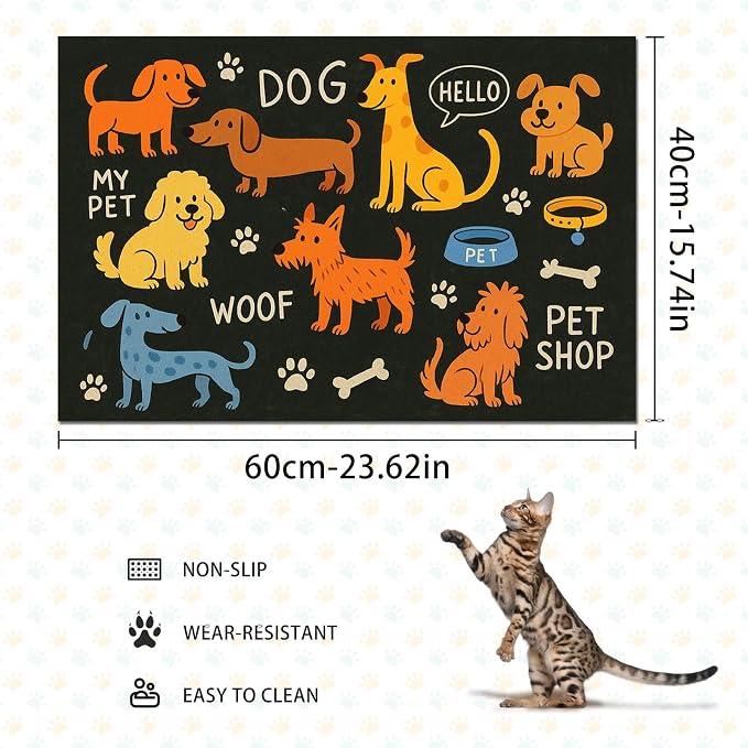 Cute Happy Dog Food Mat for Cat Food Mat Food and Water Bowl Pet Feeding Bowl - Image 4
