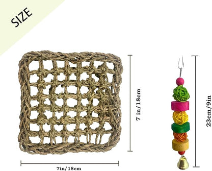 Bird Seagrass Mat, Natural Sea-Weed Woven Parrot Hammock Swing Mats Birds - Image 3