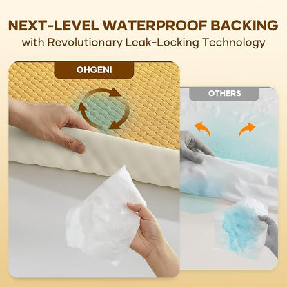 OhGeni 100% Waterproof Mattress Protector, Queen Size Mattress Soft Pad - Image 3