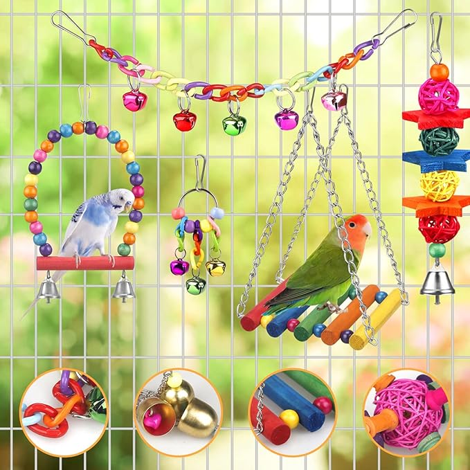 Bird Toys for Conures with Colorful Ladder Hammock Bird Cage Accerious Bird - Image 2