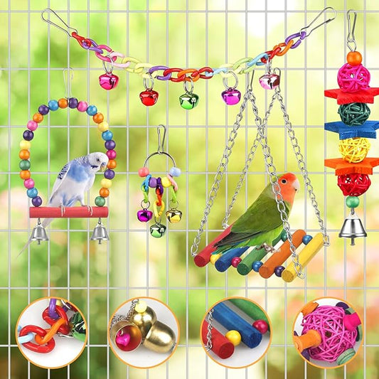 Bird Toys for Conures with Colorful Ladder Hammock Bird Cage Accerious Bird - Image 2