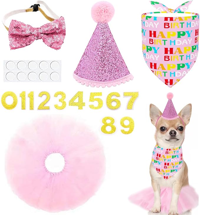 PET SHOW 4Pcs Pink Dog Birthday Hat by PETSHOW