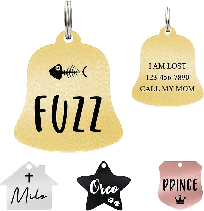 Ultra Joys Cat ID Tag Personalized Pet Tags, Durable Stainless Steel Small Pet by UltraJoys