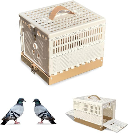 Folding Pigeon Cage Racing Pigeons Travel Cage Pairing Cage Plastic Two Doors by WEIYOONS