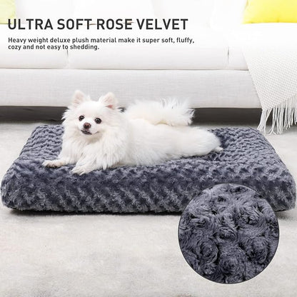 KSIIA Washable Dog Bed Deluxe Plush Dog Crate Beds Comfy Kennel Pad Anti-Slip - Image 3
