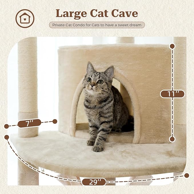 PETEPELA Floor to Ceiling Cat Tree, 92.9''-101.6''Height Adjustable Cat Tower - Image 4
