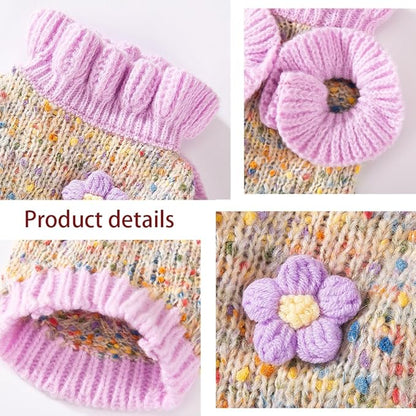 Purple Small Dog Sweater, Knitted Cat Sweater, Holiday Puppy Clothes - Image 5