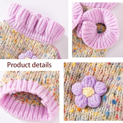 Purple Small Dog Sweater, Knitted Cat Sweater, Holiday Puppy Clothes - Image 5