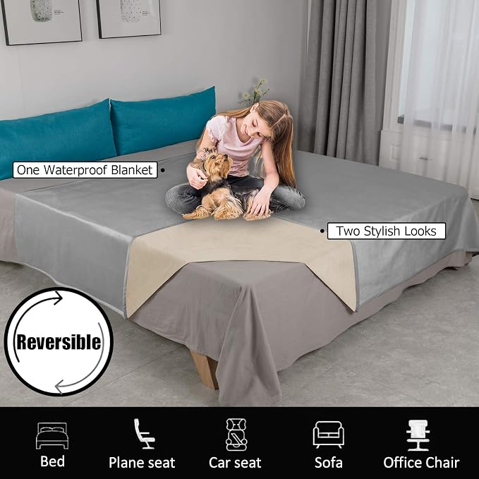 Ameritex Pet Bed Blanket Reversible 100% Waterproof Velvet Super Soft - Image 2