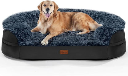Black Orthopedic Dog Beds for Extra Large Dogs, Removable Washable Cover by iweepet