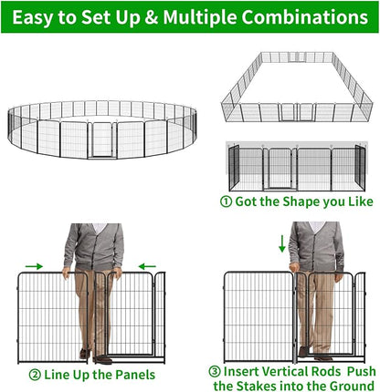 Dog Playpen Outdoor Extra Wide 32 Piece Panels Heavy Duty Dog Fence 40" Height - Image 8