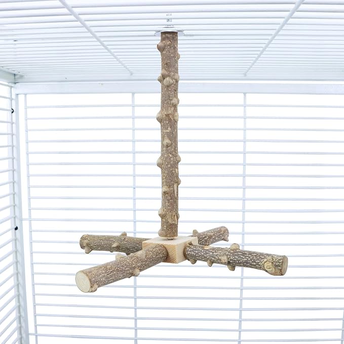 Bird Perch Stand Toy, Interactive Spinning Bird Toys, Wooden Parrot Perch - Image 6