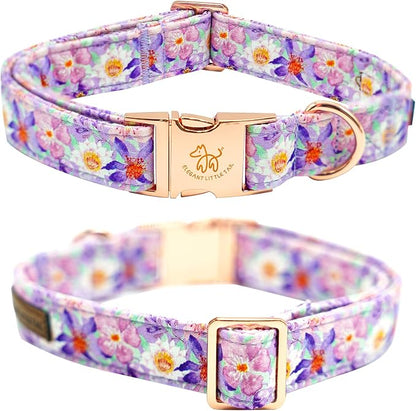 Elegant little tail Dog Collar, Rose Print Pet Collar Summer Dog Collar Durable - Image 4