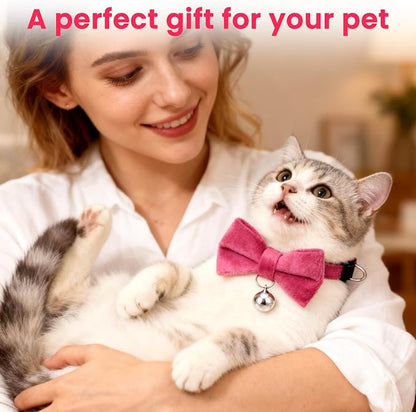 20 Pcs Cat Bowtie Collars with Bell, Solid Colors Kitten Bow Breakaway Cat - Image 6