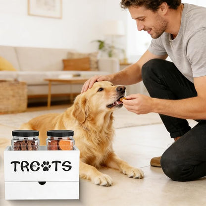 Dog Treat Jar for Countertop, 9.8 * 5.1 * 6'' 2 Layer Dog Treat Container - Image 5