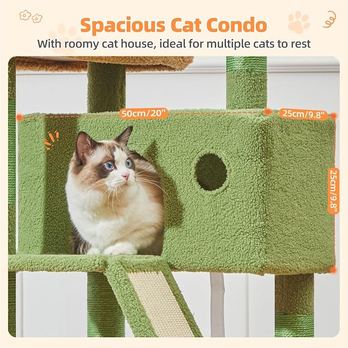 Taoqimiao Cactus Cat Tree, 57.5-Inch Cat Tower - Image 5