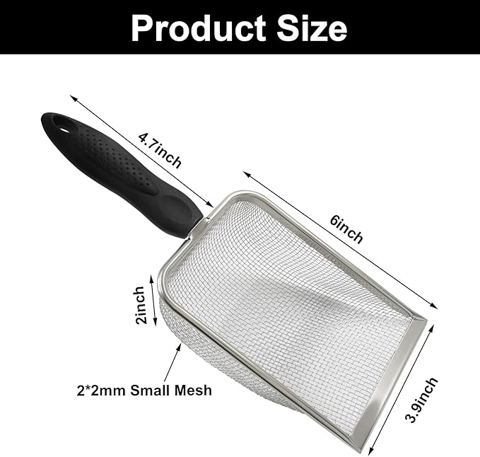 Murtenze Stainless Steel Cat Litter Scoop, Non-Stick Coated Metal Fine Sand - Image 3