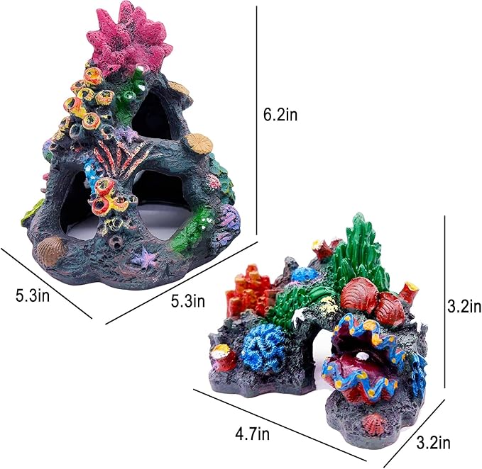 Tfwadmx Aquarium Coral Decoration Resin Fish Tank Hiding Mountain Cave Betta - Image 2