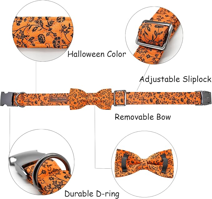 Halloween Dog Collar, Pet Collar Dog Bow Pumpkin Pet Collar Girl Boy Holiday - Image 2