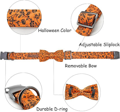 Halloween Dog Collar, Pet Collar Dog Bow Pumpkin Pet Collar Girl Boy Holiday - Image 2