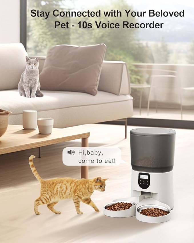 Automatic Cat Feeders for 2Cats, 6L/25cup Automatic Cat Food Dispenser - Image 3