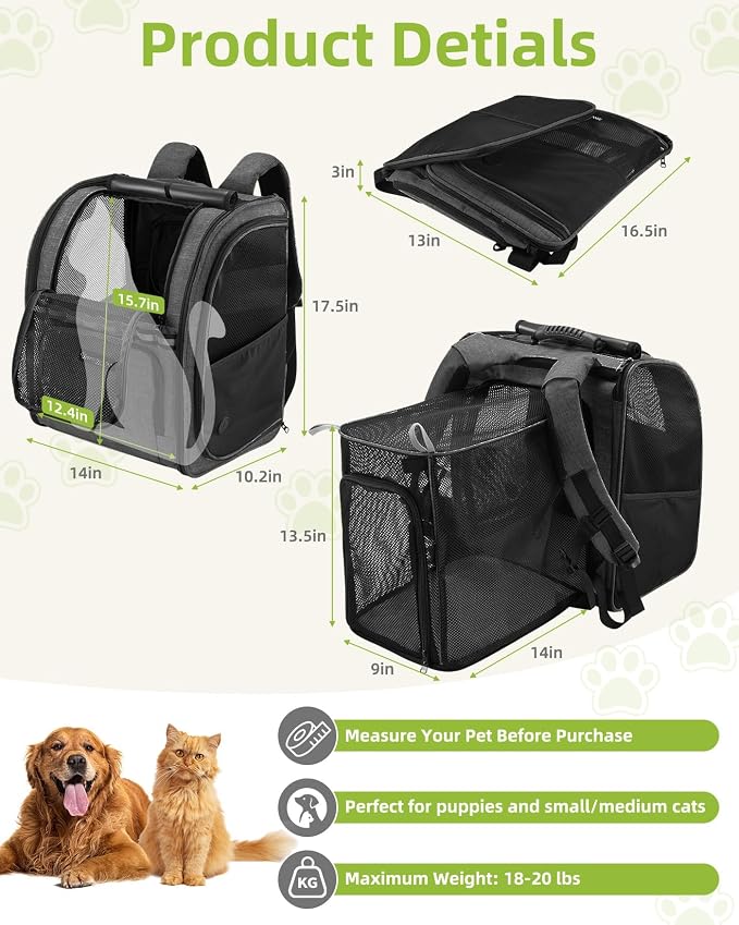 Cat Carrier Backpacks with Expandable Breathable Mesh, Pet Carrier Backpack - Image 2