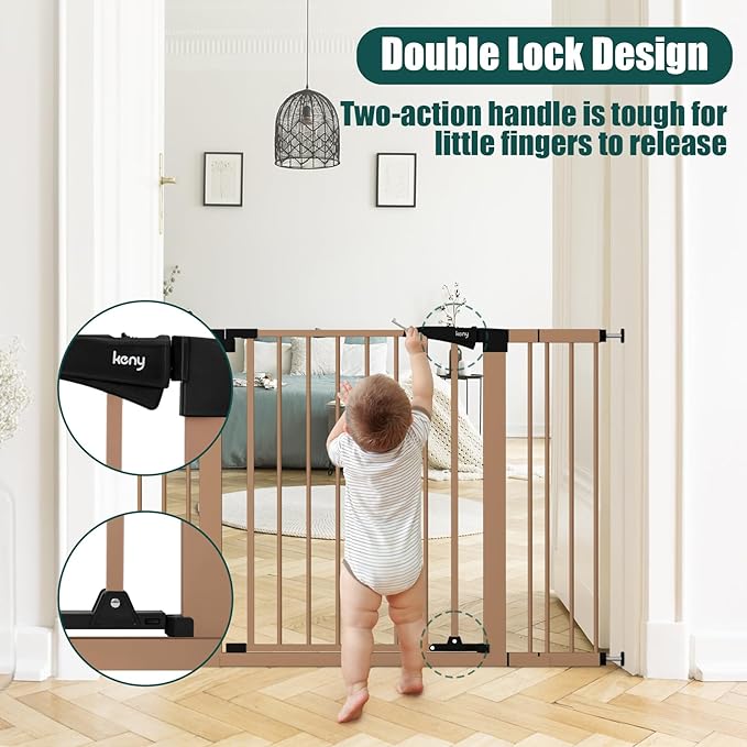 keny 29.7"-46" Baby Gate for Stairs, Auto Close Dog Gates for Doorways - Image 2