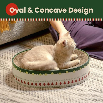 Cat Scratcher Bed, 2 in 1 Oval Cat Scratching Board - Image 8