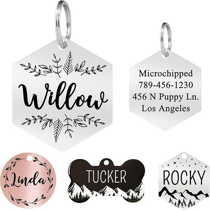 Ultra Joys Stainless Steel Pet ID Tag Dog Name Tags Personalized Front and Back by UltraJoys