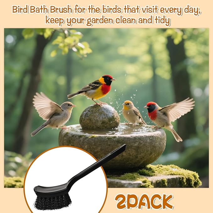 2 Pcs Brush for Bird Baths Black Hard Bristle Cleaning Brush - Image 4
