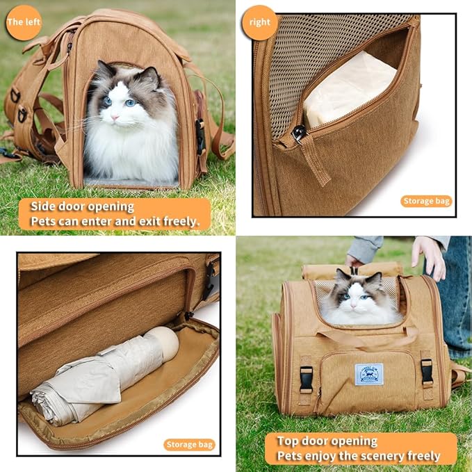 Pet Backpack Carrier for Small Dogs Medium Cats, Breathable and Collapsible - Image 3