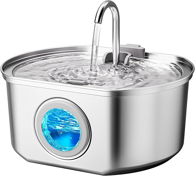 Cat Water Fountain Stainless Steel: 108oz/3.2L Cat Fountain by Neareal