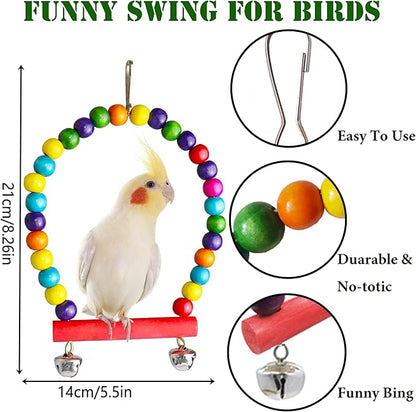 Bird Parakeet Cockatiel Toys, ESRISE Birds Cage Accessories Swing Climbing - Image 2